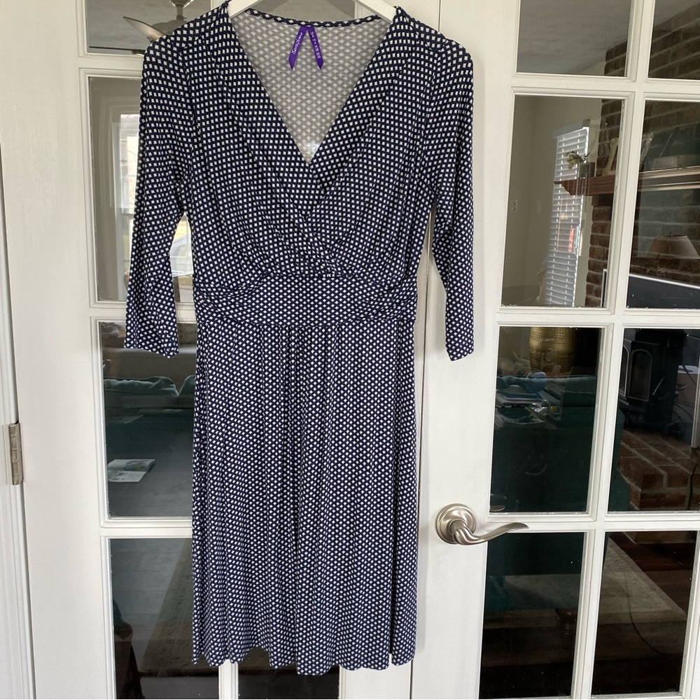 Seraphine Maternity Nursing Dress Small Navy White